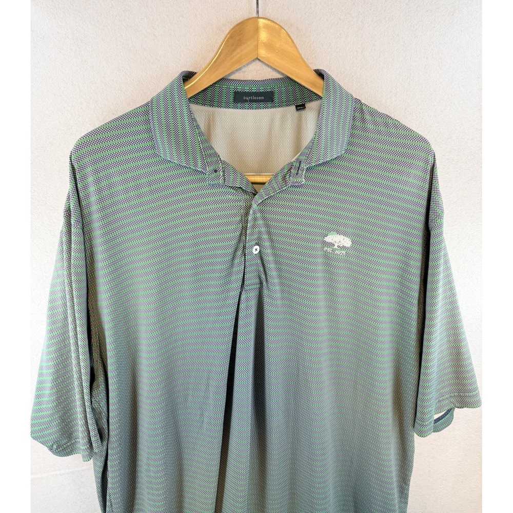 Turtleson Mens XL Performance Polo Shirt Green Purple Striped Golf